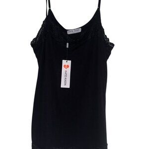 NWT Kate Kasin Womens Lace Trimmed Camisole Top Sz XL Black Capsule Y2K Style